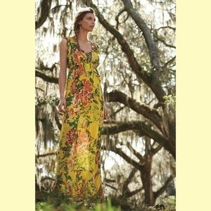 Anthropologie Plenty by Tracy Reese Yellow Floral Maxi Dress With Slip Medium